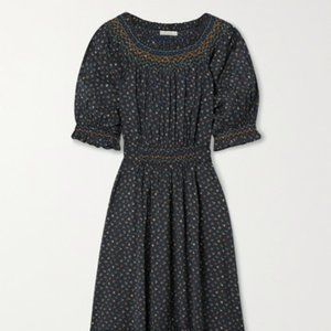 Doen Isidore Belted Ruched Floral Dress - XS - Black Parc Monceau